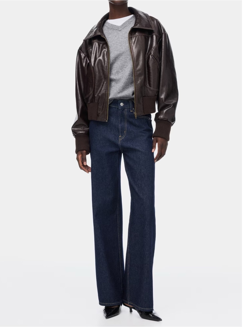 H&M Comfort Stretch Wide High Waist Dark Jeans